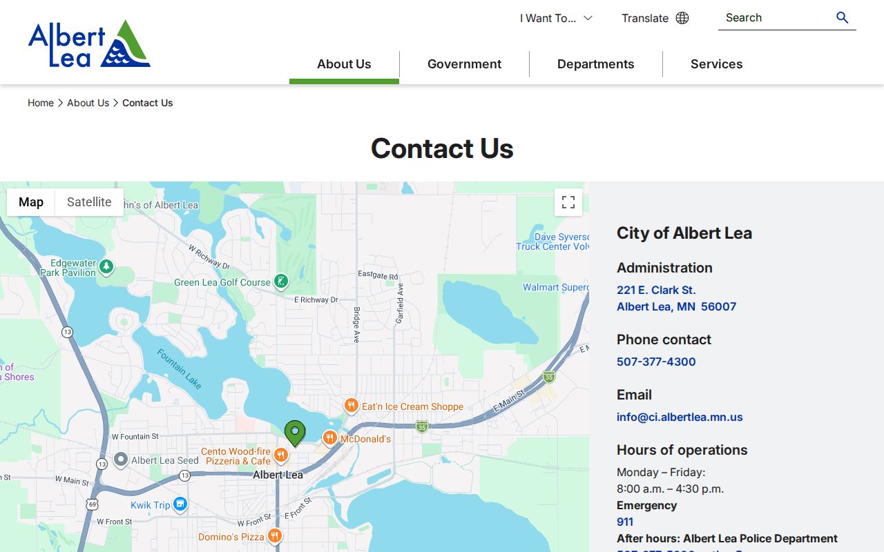 Albert Lea Police contact information for arrest-record routing