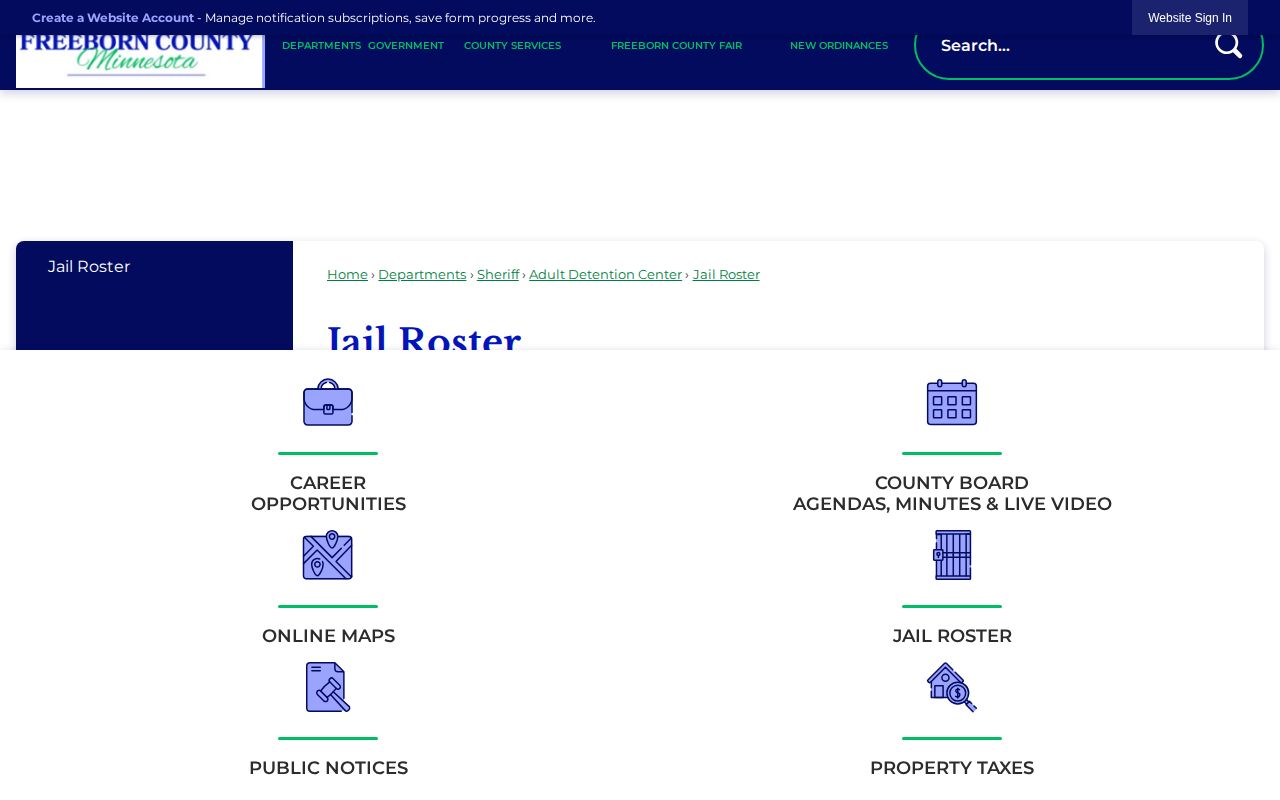 Freeborn County jail roster booking-record landing page